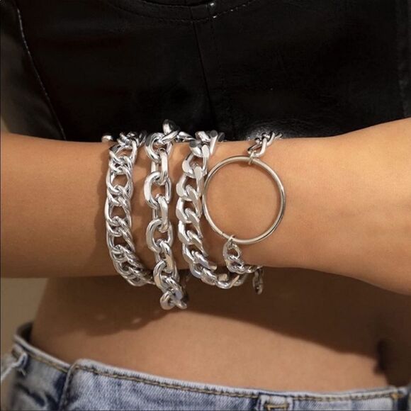 ✨4PC Trendy Silver Bracelet Set - Picture 3 of 6